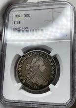 Load image into Gallery viewer, 1801 Draped Bust Half Dollar - NGC F15 - Beautiful Original! Tough Date! Choice+