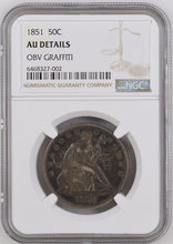Load image into Gallery viewer, 1851-P Seated Liberty Half Dollar - NGC AU Details - Tough Mintage! Very Rare!