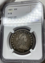 Load image into Gallery viewer, 1801 Draped Bust Half Dollar - NGC F15 - Beautiful Original! Tough Date! Choice+