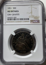 Load image into Gallery viewer, 1851-P Seated Liberty Half Dollar - NGC AU Details - Tough Mintage! Very Rare!
