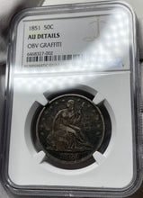 Load image into Gallery viewer, 1851-P Seated Liberty Half Dollar - NGC AU Details - Tough Mintage! Very Rare!