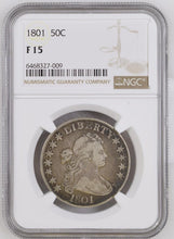 Load image into Gallery viewer, 1801 Draped Bust Half Dollar - NGC F15 - Beautiful Original! Tough Date! Choice+