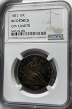 Load image into Gallery viewer, 1851-P Seated Liberty Half Dollar - NGC AU Details - Tough Mintage! Very Rare!