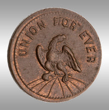 Load image into Gallery viewer, 1863 US Patriotic Civil War Token - Horrors of War, Blessings of Peace - Choice Uncirculated! Rare Token!