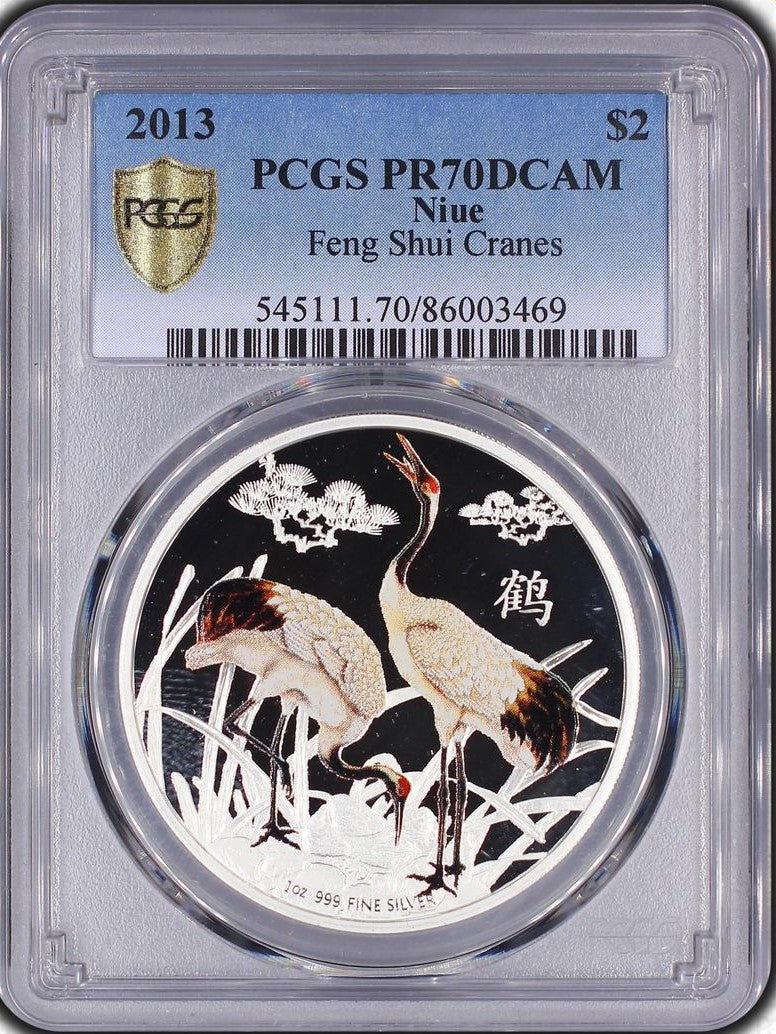 2013 Silver Niue Feng Shui Cranes - PCGS PR70 DCAM - Rare in this Grade! Pretty Coin!