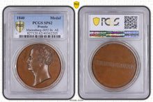 Load image into Gallery viewer, 1840 German States Prussia Wilhelmina III Remembrance Medal - PCGS SP62 - Only one Graded Top Pop! Very Rare!
