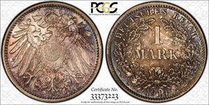 1914-D Germany Wilhelm II Silver Mark, Munich mint - PCGS MS67 GEM -Beautifully Toned!