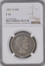 Load image into Gallery viewer, RARE 1897-O Barber Silver Half Dollar - NGC Fine-15 - Scarce Lower Mintage KEY Date!
