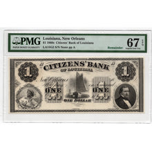 Load image into Gallery viewer, 1860s - $1 Citizen&#39;s Bank of LA, New Orleans - PMG 67 EPQ Obsolete - Antebellum Numismatics
