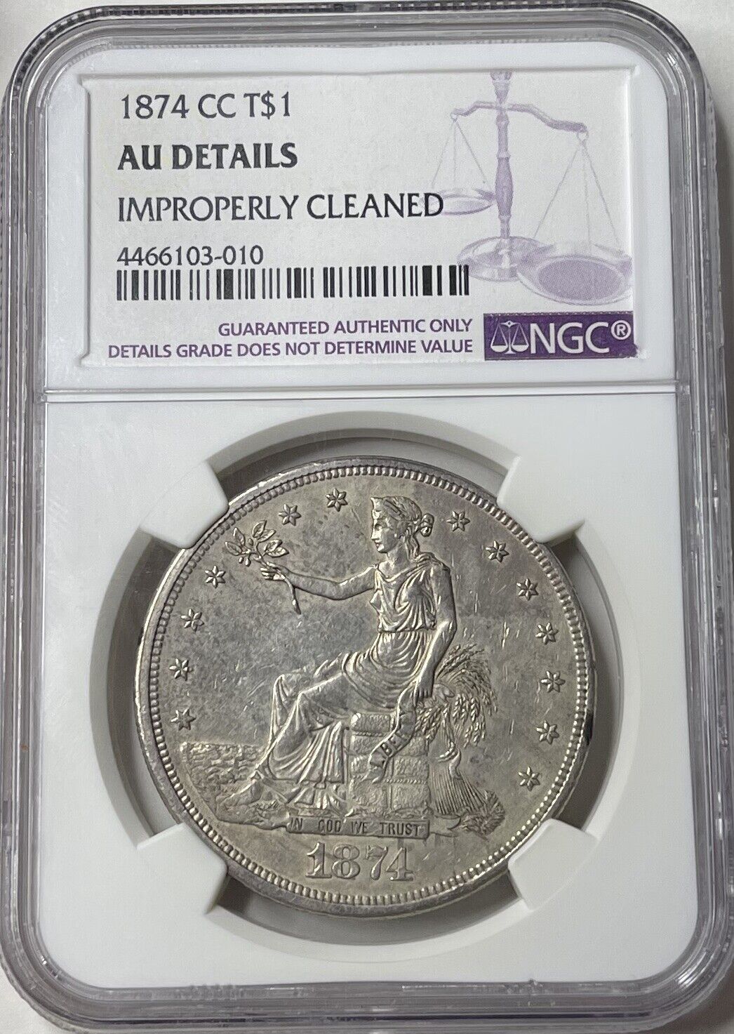 1874-CC Trade Dollar - Carson City - NGC AU Details - Choice Eye Appeal! Rare!