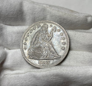 1843 Seated Liberty Silver Dollar - Nice AU+ -Choice Eye Appeal! Tough Type Coin