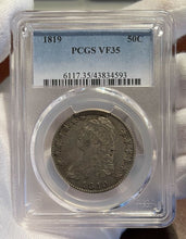 Load image into Gallery viewer, 1819 Capped Bust Silver Half Dollar - PCGS VF35 - Lightly Circulated Original!
