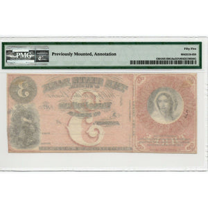 1859-60s $3 State Bank of Michigan, Detroit - PMG-55 Obsolete Currency - Antebellum Numismatics