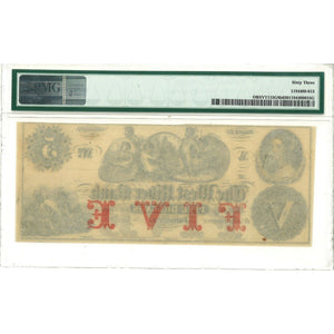 1860s - $5 West River Bank Jamaica, Vermont - PMG 63 - Antebellum Numismatics