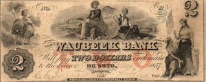 1857 $2 Waubeek Bank of De Soto, Nebraska Territory Obsolete Note - Rare!