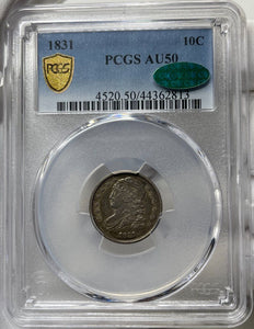 1831 Capped Bust Dime - PCGS AU50 CAC - Exceptional Eye Appeal & Originality!!