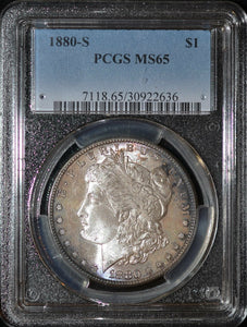 1880-S Morgan Silver Dollar - PCGS MS65 - Great Eye Appeal & Toning!! GEM